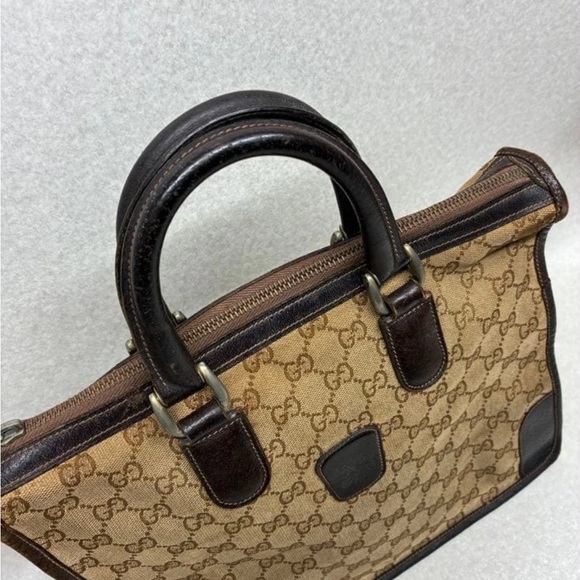 Gucci Brown and Tan Monogram Satchel - Picture 2 of 16